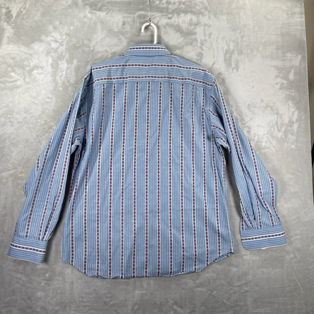 Robert Graham Shirt Mens Large Button Up Long Sleeve Flip Cuffs Striped Designer